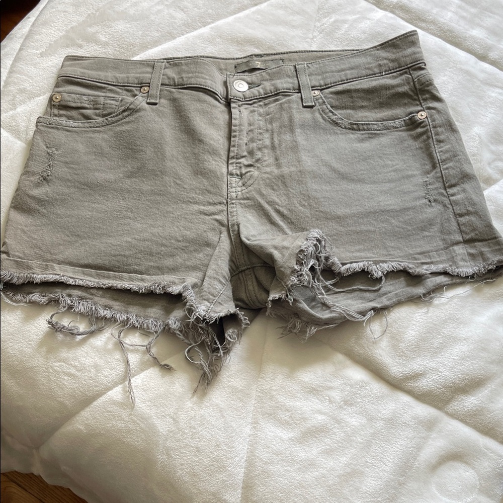7 for all man kind green cutoff shorts
